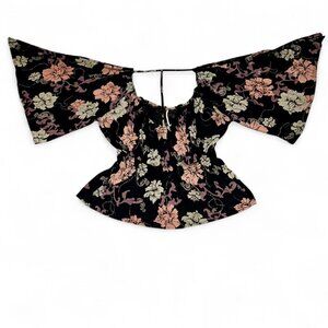 Free People Smocked Whimsigoth Floral Top (Tagged S, Fits M)